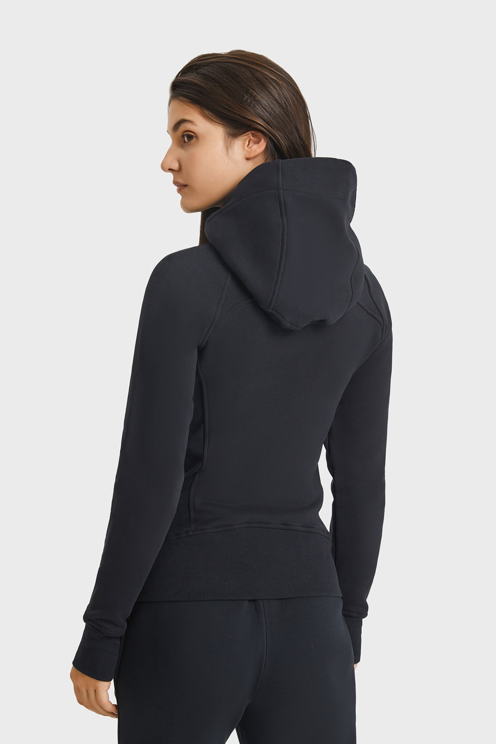 Zip Up Seam Detail Hooded Sports Jacket Trendsi