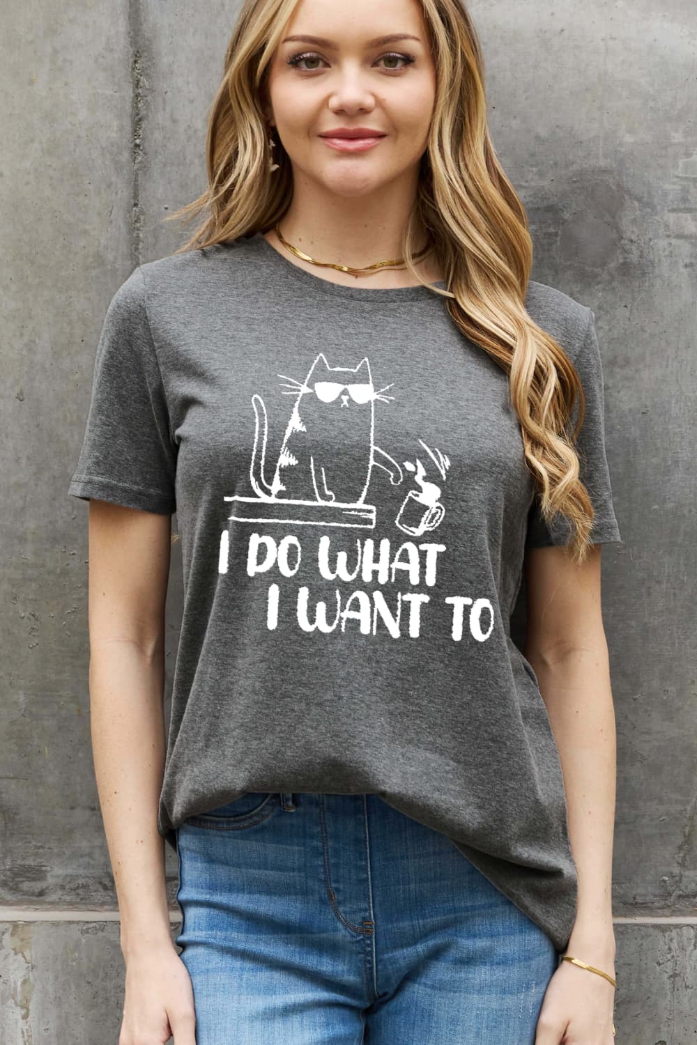 Simply Love Full Size I DO WHAT I WANT TO Graphic Cotton Tee