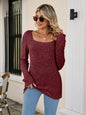 Square Neck Ribbed Long Sleeve T-Shirt