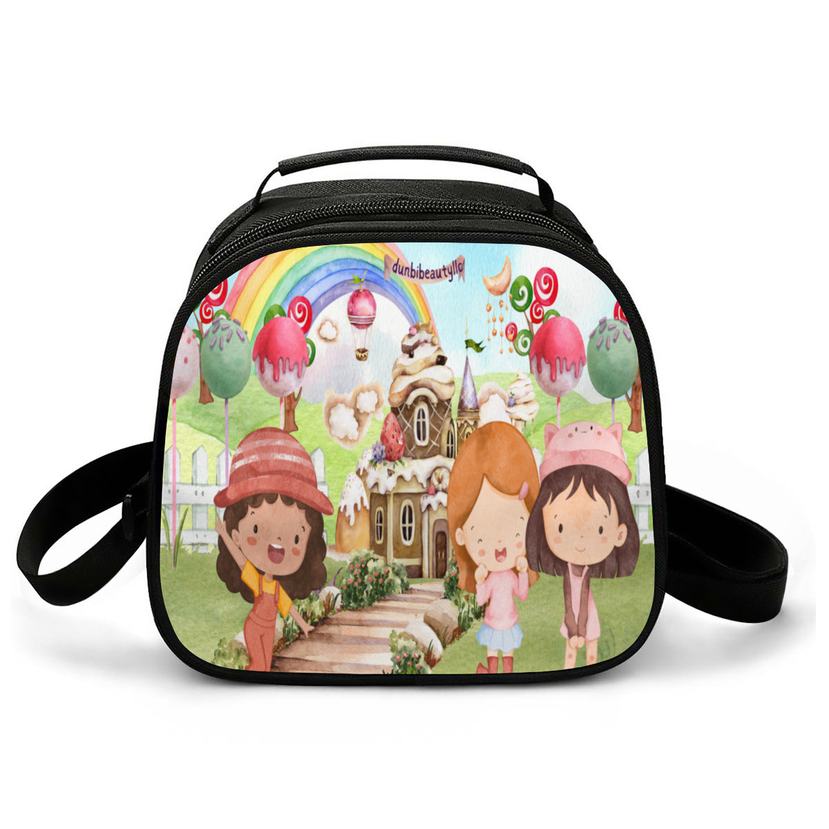 Personlized Portable lunch bags｜Polyester -Watercolor, Candy, Pastel, Lollypops, Chocolate, Treats, Dessert, Girls, Friends, Rainbow, Candy Shop, Hot Air Balloon, Cake Pops, Chocolate Clouds (Designed by Dunbi)