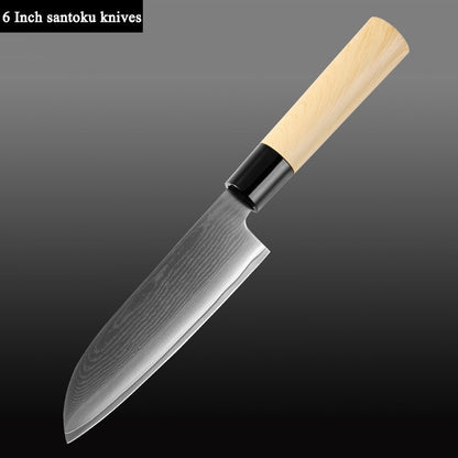 Damascus Steel Chef Knife Japanese Style Sushi Salmon Filling Santoku Utility Knives Professional Kitchen Cooking Tools - DunbiBeauty, LLC