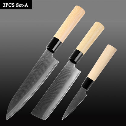 Damascus Steel Chef Knife Japanese Style Sushi Salmon Filling Santoku Utility Knives Professional Kitchen Cooking Tools - DunbiBeauty, LLC