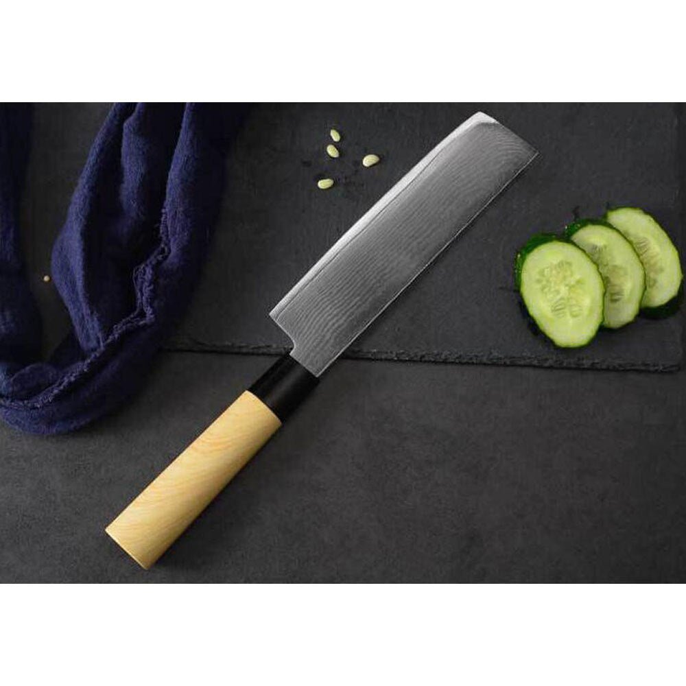 Damascus Steel Chef Knife Japanese Style Sushi Salmon Filling Santoku Utility Knives Professional Kitchen Cooking Tools - DunbiBeauty, LLC