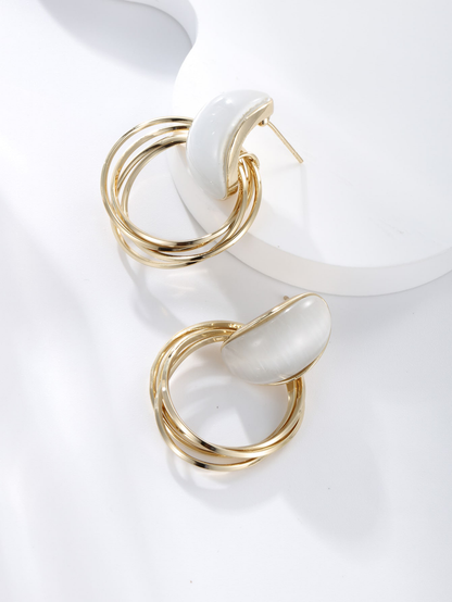 A pair of vintage premium 14K gold plated jade multi-layer circles suitable for ladies dating party wear