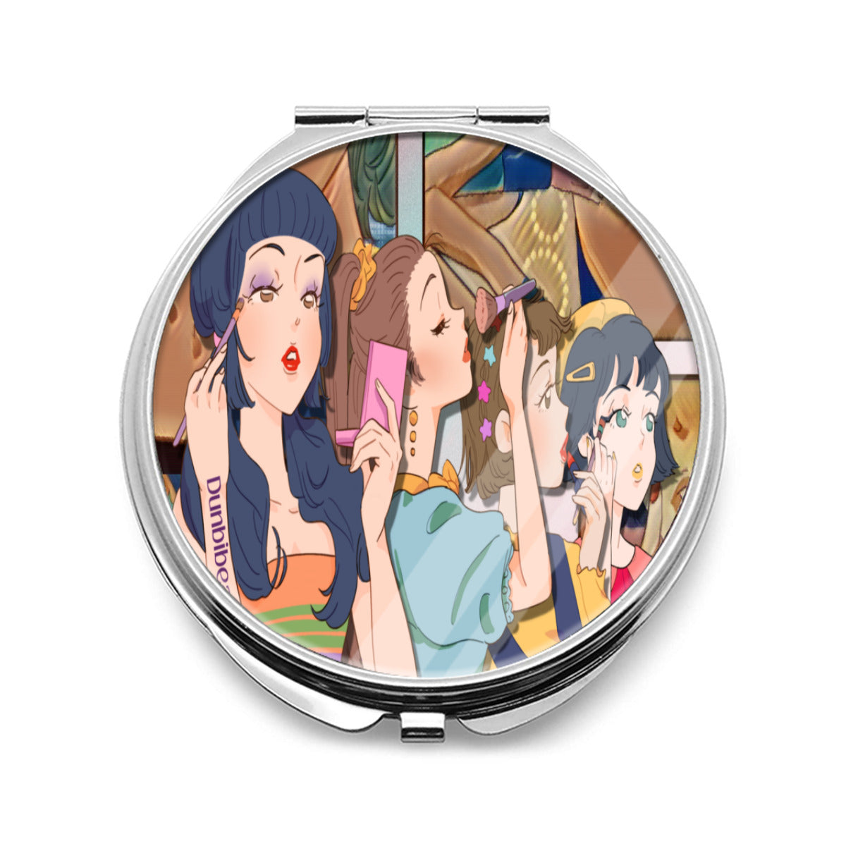 Portable Cosmetic Mirror｜Stainless Steel - Retro, Makeup, Korean Girls, Hair, Fashion, Lipstick, Mascara, Girl Gang (Designed by Dunbi)