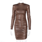 Women's Vegan Leather Ruching Tube Dress Kiwidrop