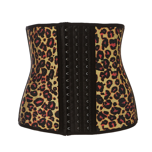 Women's Leopard Print 3-Hook Latex Waist Trainer Kiwidrop