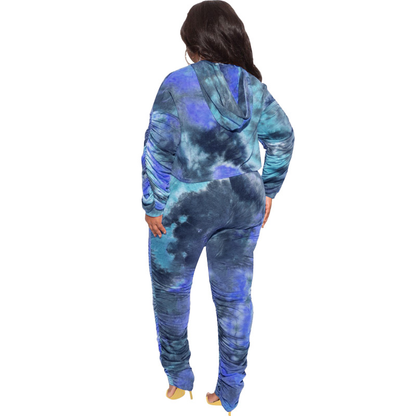 Women's Tie-Dye Casual Large Size Two-Piece Set Kiwidrop