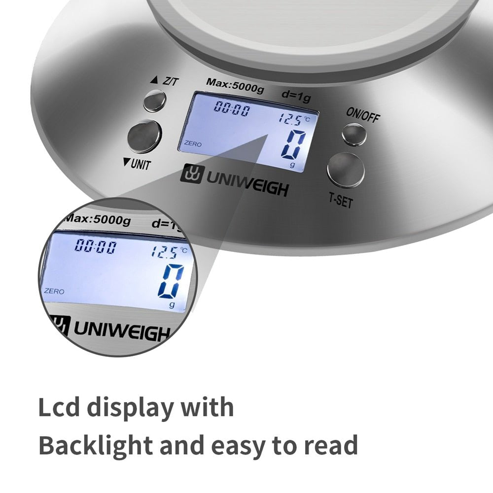 Digital Kitchen Scale for Cooking and Baking,Multifunction Food Scales with Removable Bowl 2.15l Liquid Volume 11lb/5kg - DunbiBeauty, LLC