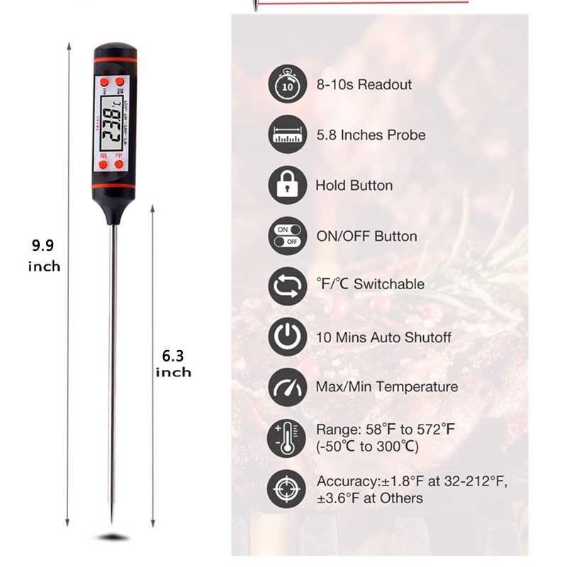 Digital Kitchen Thermometer Kitchen Food Thermometers Meat Milk Temperature Thermometers Oven Thermometer Measuring Tool - DunbiBeauty, LLC