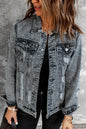 Distressed Buttons Washed Denim Jacket - DunbiBeauty, LLC