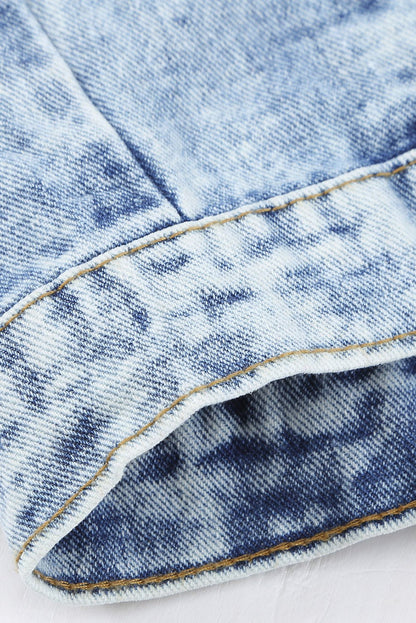 Distressed Buttons Washed Denim Jacket - DunbiBeauty, LLC