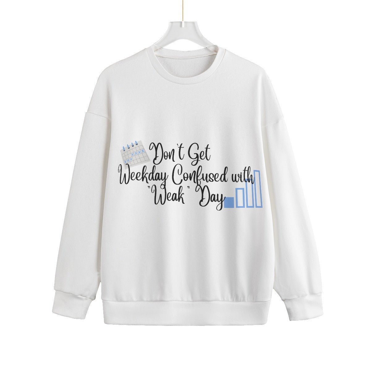 Don't Get Weekday Confused Allover Weak Day Print Unisex Drop-shoulder Knitted Fleece Sweater - DunbiBeauty, LLC