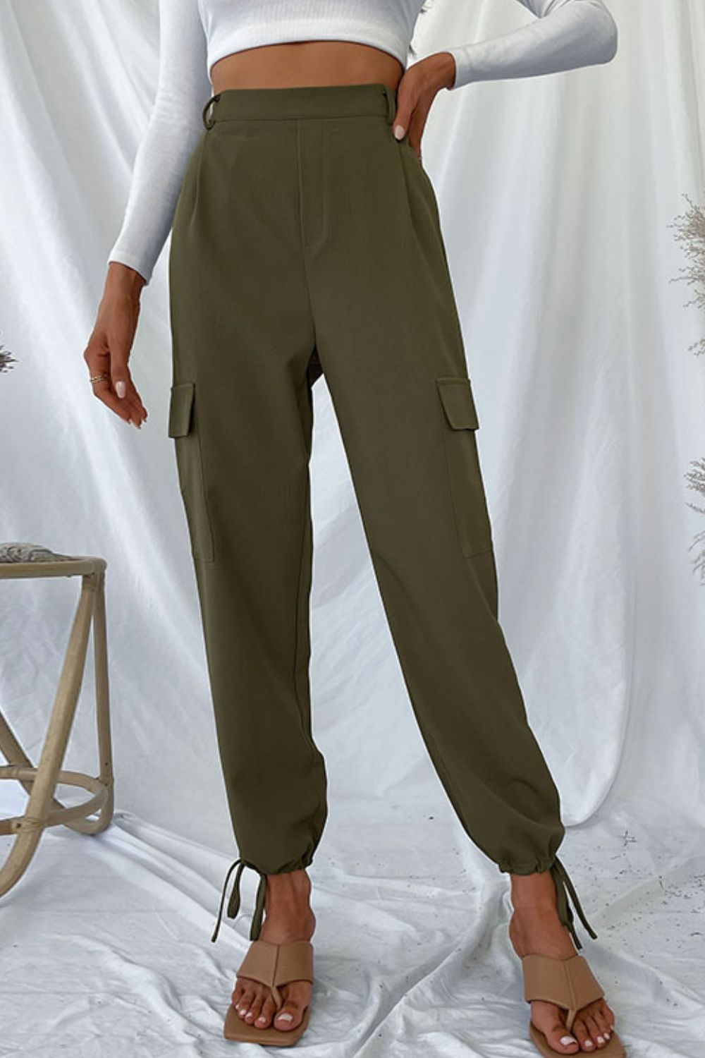 Drawstring Ankle Cargo Pants - DunbiBeauty, LLC