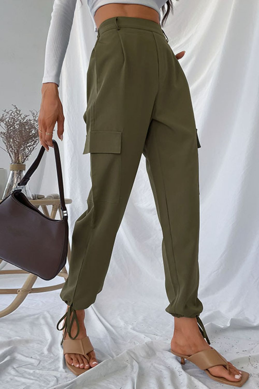 Drawstring Ankle Cargo Pants - DunbiBeauty, LLC