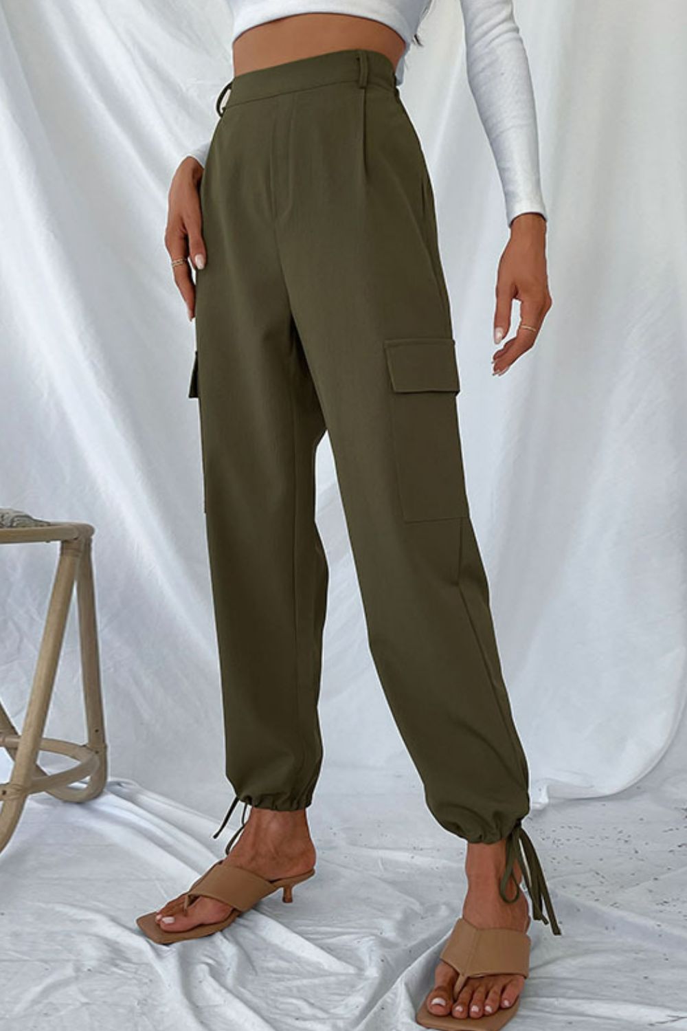 Drawstring Ankle Cargo Pants - DunbiBeauty, LLC