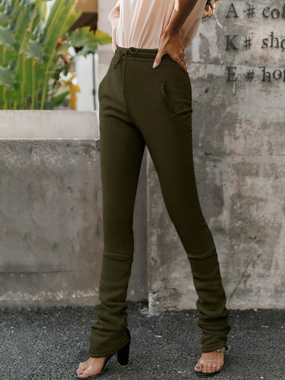 Drawstring Waist Slant Pocket Pants - DunbiBeauty, LLC