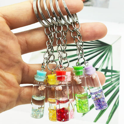 Dried Flower in a Bottle Keychain - DunbiBeauty, LLC