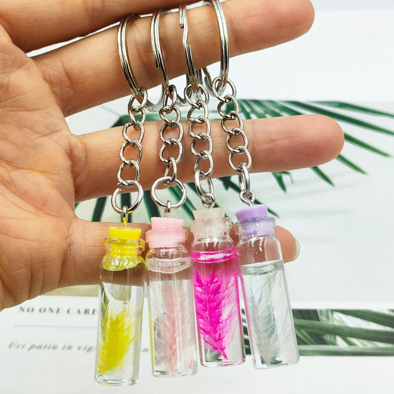 Dried Flower in a Bottle Keychain - DunbiBeauty, LLC