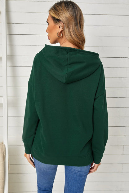 Drop Shoulder Hoodie with Slit - DunbiBeauty, LLC