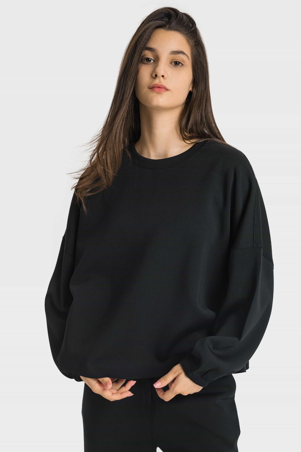 Dropped Shoulder Round Neck Sports Top - DunbiBeauty, LLC