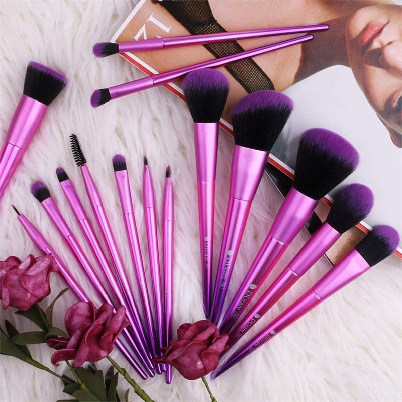 DUcare Makeup Brushes 15Pcs Rose Makeup Brush Set Synthetic Hair for Eyeshadow Eyeliner Foundation Powder Blush Makeup Cosmetic - DunbiBeauty, LLC