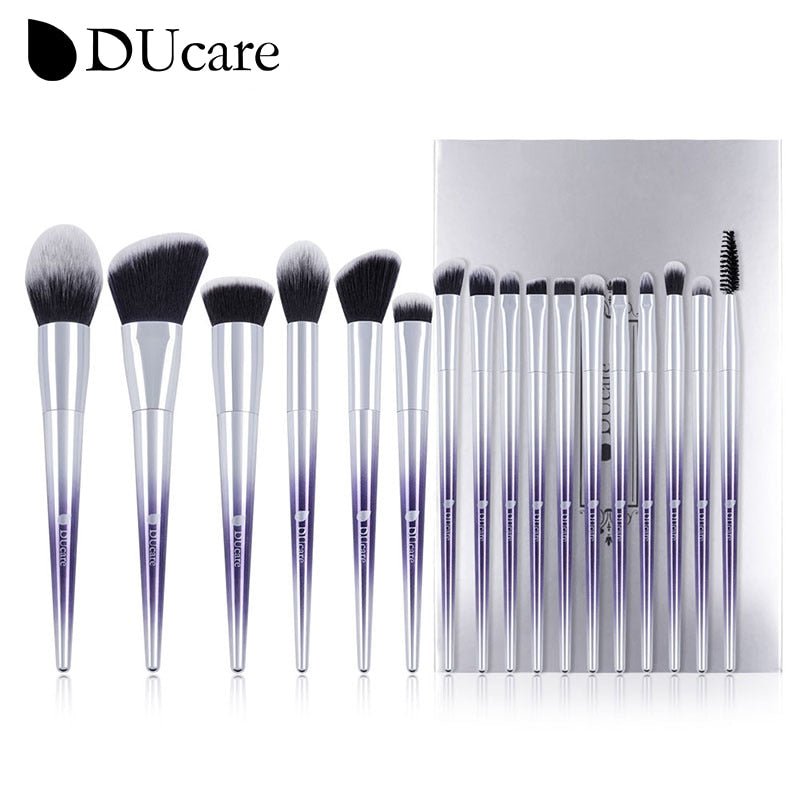 DUcare Makeup Brushes 15Pcs Rose Makeup Brush Set Synthetic Hair for Eyeshadow Eyeliner Foundation Powder Blush Makeup Cosmetic - DunbiBeauty, LLC