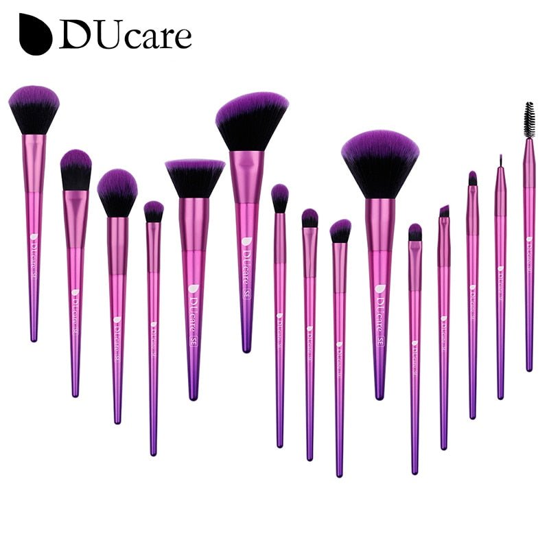 DUcare Makeup Brushes 15Pcs Rose Makeup Brush Set Synthetic Hair for Eyeshadow Eyeliner Foundation Powder Blush Makeup Cosmetic - DunbiBeauty, LLC