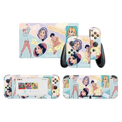 Nintendo Switch Game Console Stickers ｜PVC - KPOP Inspired, BTS, Enhyphen, Pastel, Ive, Aespa, Bias, Happy Pill, Love, I Love KPOP, Idol, Music (Designed by Dunbi)