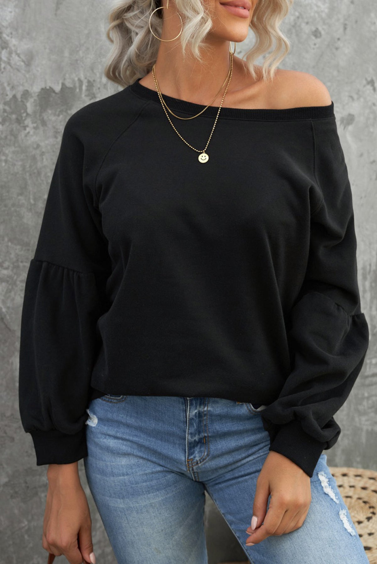 Raglan Patchwork Sleeve Pullover Sweatshirt Kiwidrop