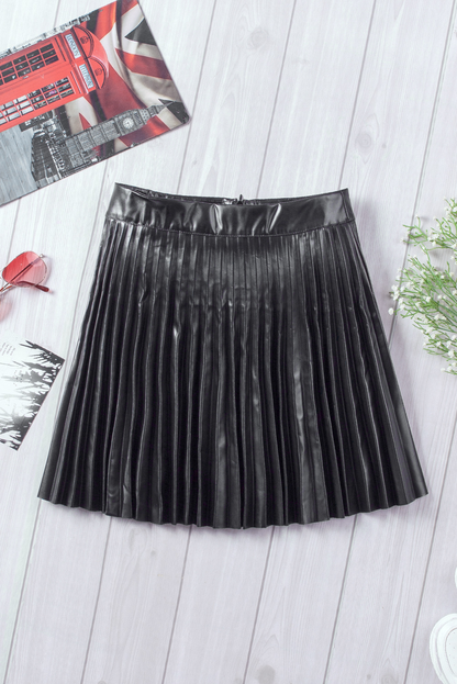 Black Pleated High Waist Mini Skirt Kiwidrop