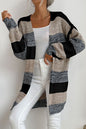 Striped Long Sleeve Duster Cardigan Trendsi