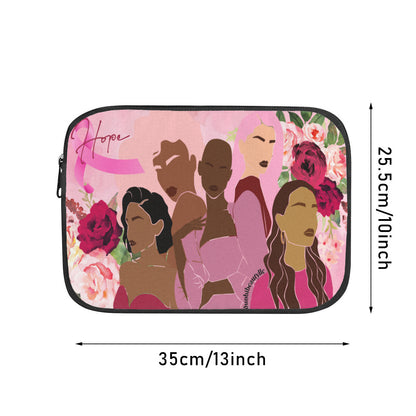 Customized Computer Liner Bags｜Polyester -Unity, Hope, Pink, Hot Pink, Burgundy, Roses, Breast Cancer Awareness, Women, Black, Hispanic, White, Hair, Smooth (Designed by Dunbi)