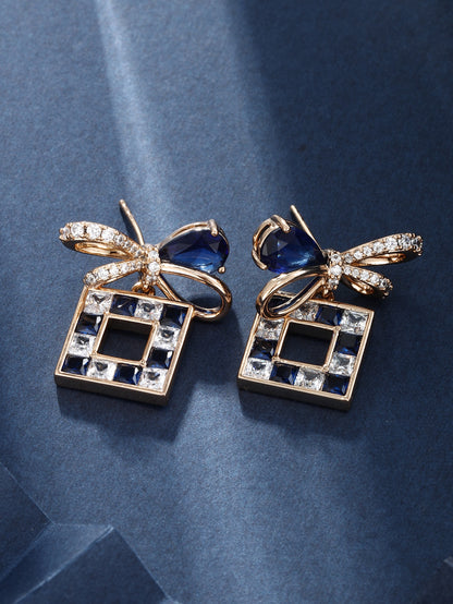 A pair of stylish simple all-in-one imitation jeweled square earrings for women on daily dates for Halloween and Christmas wear