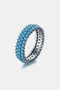 925 Sterling Silver Triple Row Artificial Turquoise Ring