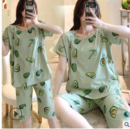 Maternity Women Clothes Summer Pajamas For Pregnancy Women Cotton Short Sleeve Top+Short Outerfit Larnt