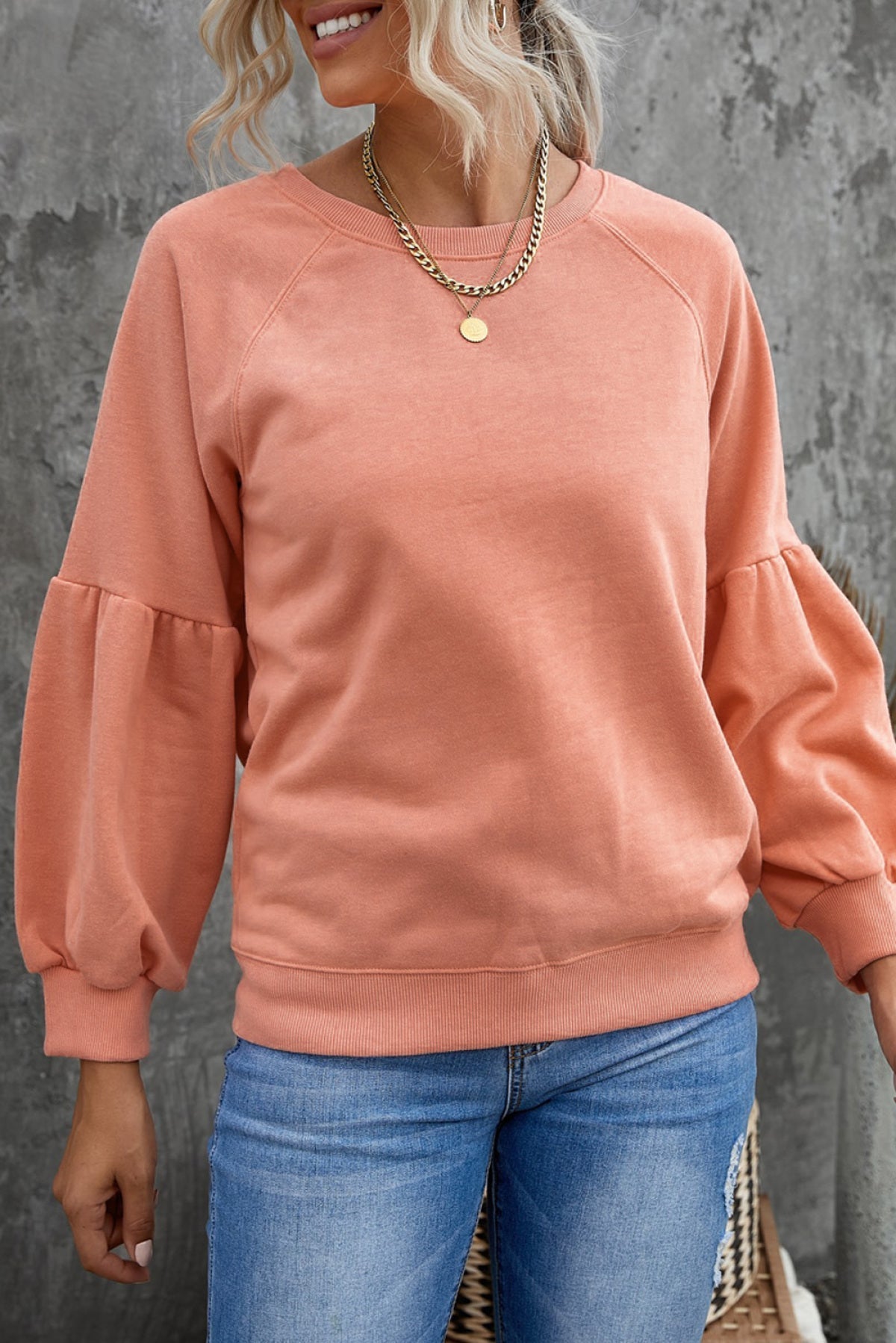 Raglan Patchwork Sleeve Pullover Sweatshirt Kiwidrop