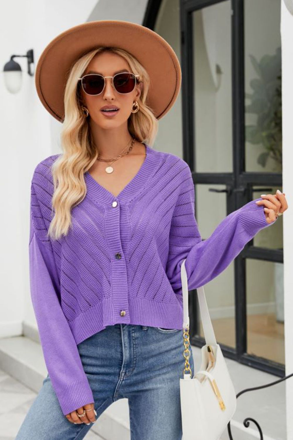 V-Neck Button Down Cardigan