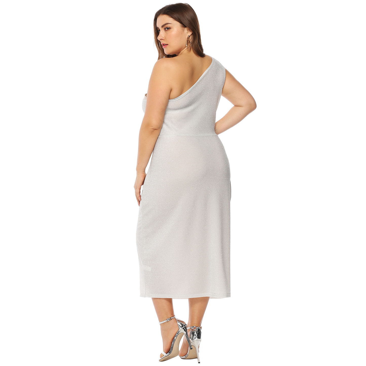 Plus Size Off-The-Shoulder Knotted Slit Dress Kiwidrop