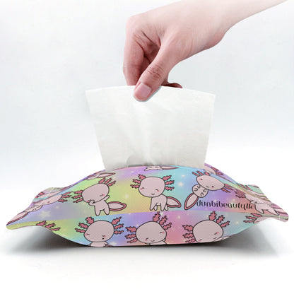 Tissue Paper Sleeve｜Linen -Axolotl, Pastel Rainbow, Cute, Kawaii, Aesthetic, Art, Pink, Blue, Yellow, Green, Purple (Designed by Dunbi)