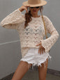 Openwork Dropped Shoulder Knit Top Trendsi