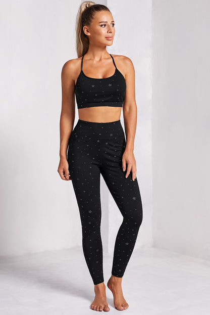 Star Print Sports Bra and Leggings Set Trendsi