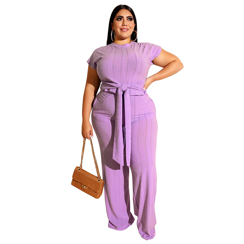 Women's Solid Color Belted Two Piece Set Kiwidrop