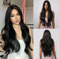 EASIHAIR Long Wavy Dark Brown Black Synthetic Wigs Natural Middle Part Hair Wigs for Women Daily Cosplay Party Heat Resistant - DunbiBeauty, LLC