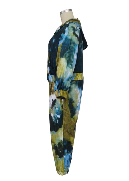 Women's Plus Size Tie Dye Casual Jacket & Pants Set Kiwidrop