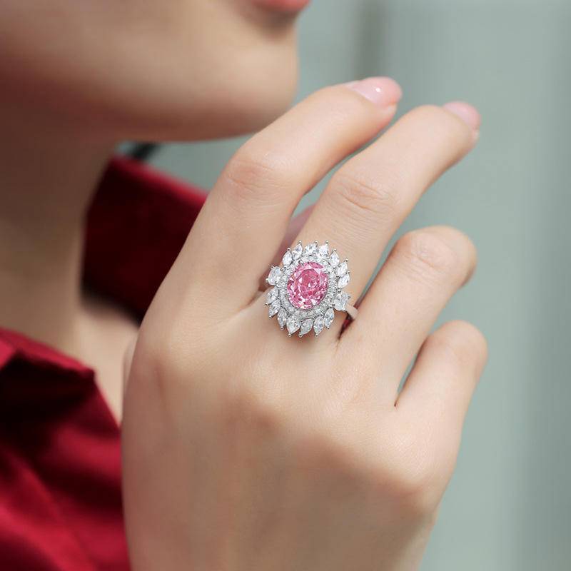 Pink Flame-Shaped 925 Sterling Silver Adjustable Rings