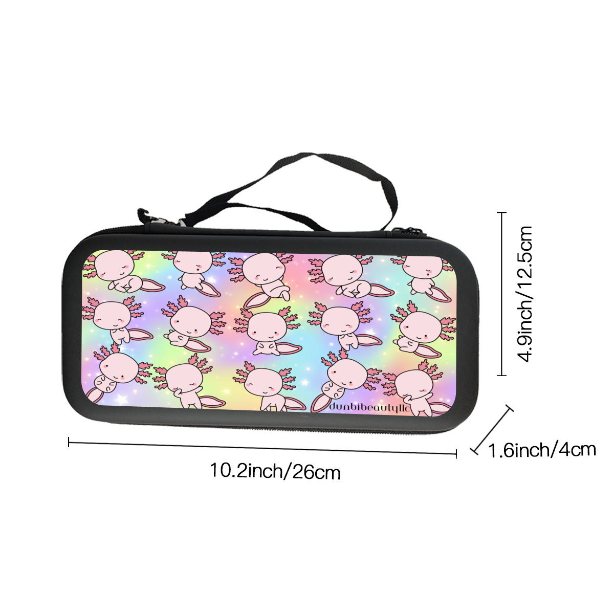 Nintendo Switch Storage Bag (Double-Sided Printing)｜Eva Material - Axolotl, Pastel Rainbow, Cute, Kawaii, Aesthetic, Art, Pink, Blue, Yellow, Green, Purple (Designed by Dunbi)