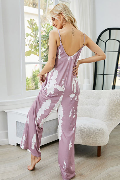 Tie-Dye Spaghetti Strap Jumpsuit with Pockets