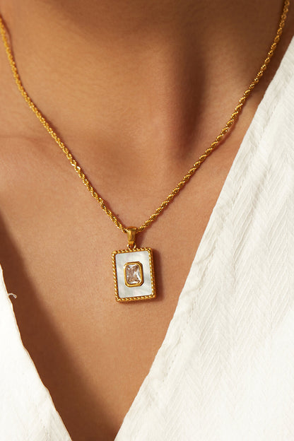 Square Pendant Twisted Chain Necklace Trendsi