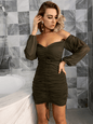 Off-Shoulder Drawstring Ruched Bodycon Dress Kiwidrop